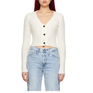 Frame fuzzy shrunken cardigan